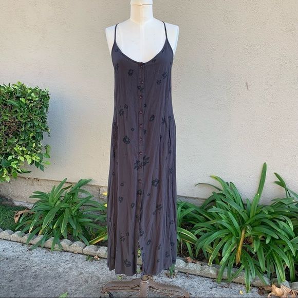 OBEY No. 89 Adjustable Button-Down Maxi Dress with Pockets Black Size XS - Picture 2 of 8